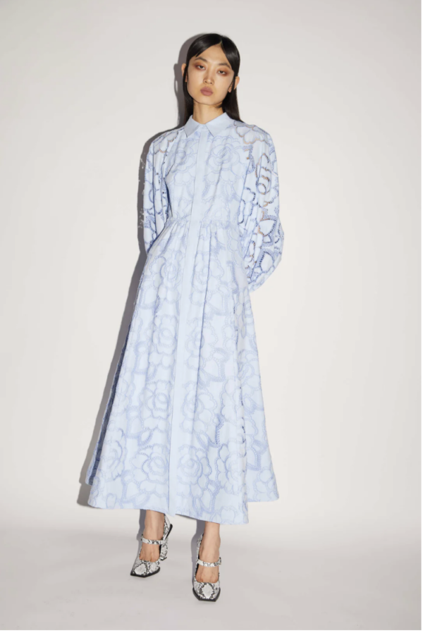 LILLI DRESS SKY BLUE EMBROIDERED COTTON