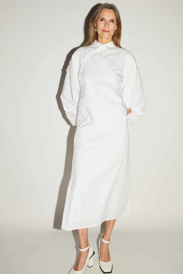 ALISTAIR DRESS WHITE EMBROIDERED COTTON