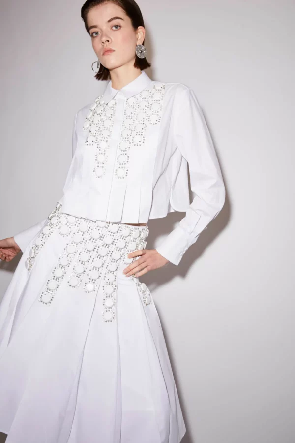 MANIYA SHIRT WHITE EMBELLISHED COTTON