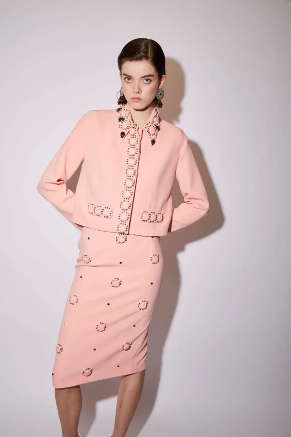 PATI SKIRT APRICOT BLUSH EMBELLISHED CREPE