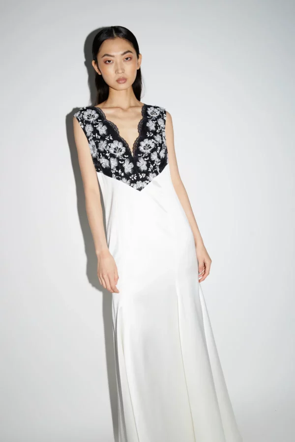 YVONNE GOWN WHITE EMBELLISHED LACE AND SATIN